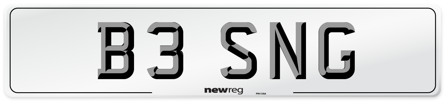 B3 SNG Number Plate from New Reg